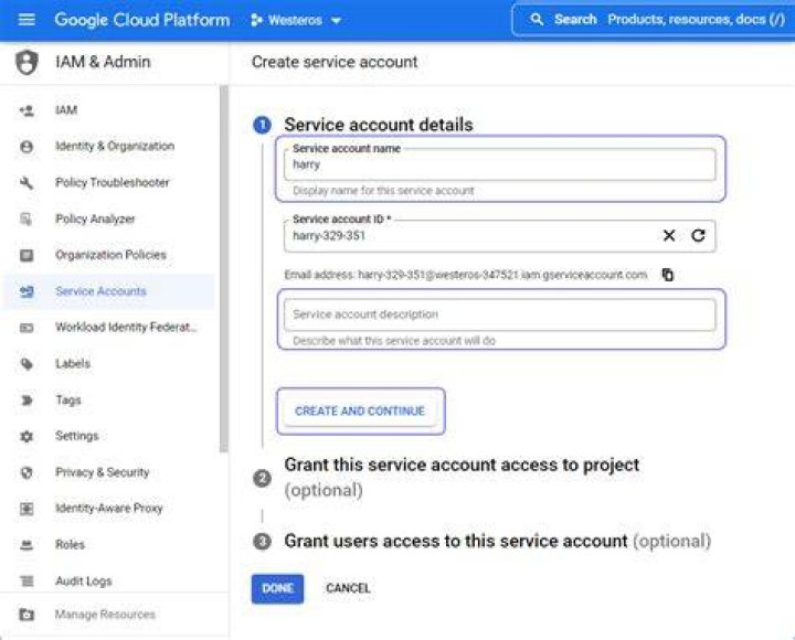 What is a GCP service account?
